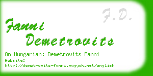 fanni demetrovits business card